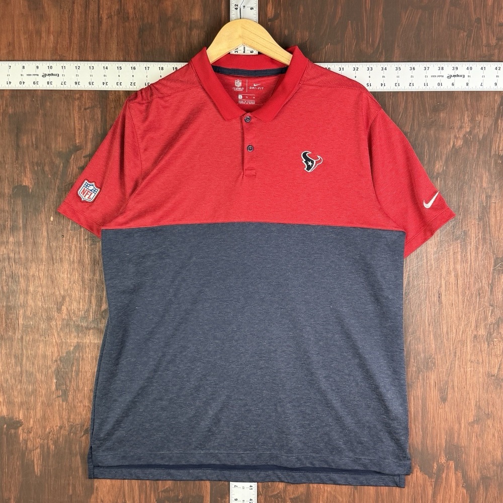 Nike‎ Houston Texans NFL On-Field Sideline Team Performance Polo Red Blue Men XL